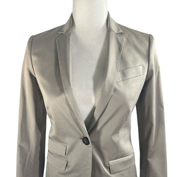 Massimo Dutti Women's Gray Taupe One Button V Neck Single Breasted Blazer Size S - Picture 14 of 16